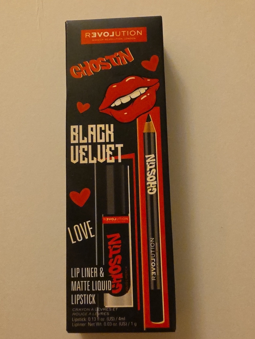 Revolution Ghostin Black Velvet Lip Liner & Matte Liquid Lipstick Matte Set